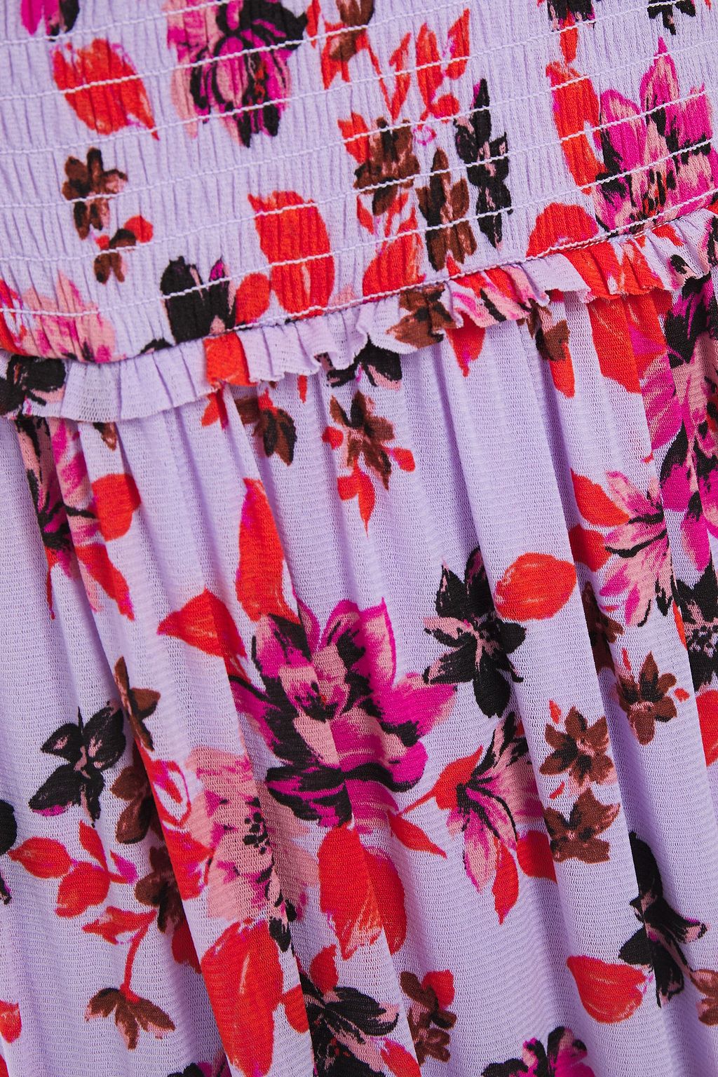 DIANE VON FURSTENBERG Nala shirred floral-print stretch-mesh midi dress