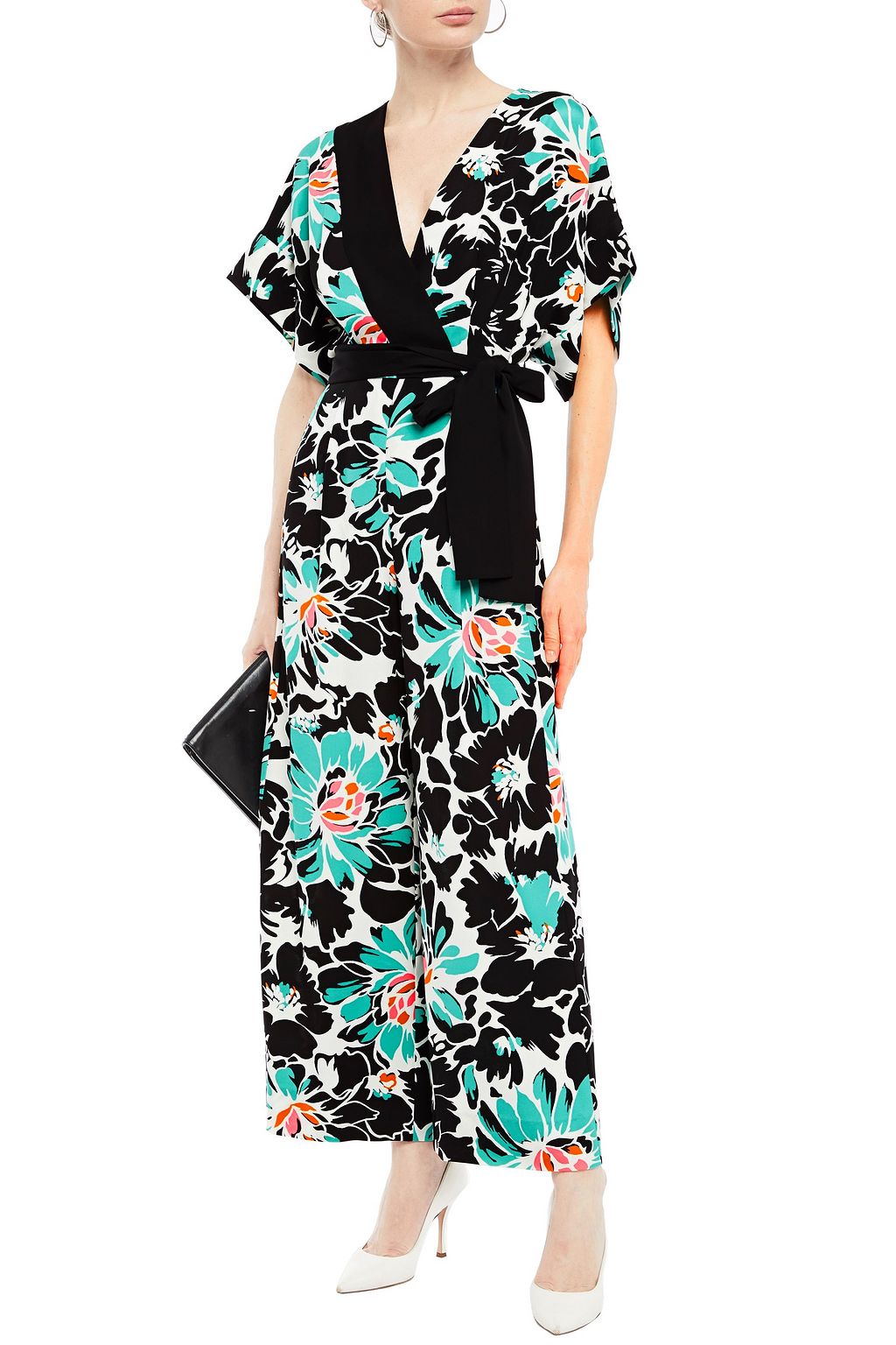 DIANE VON FURSTENBERG Karissa wrap-effect floral-print stretch-crepe wide-leg jumpsuit