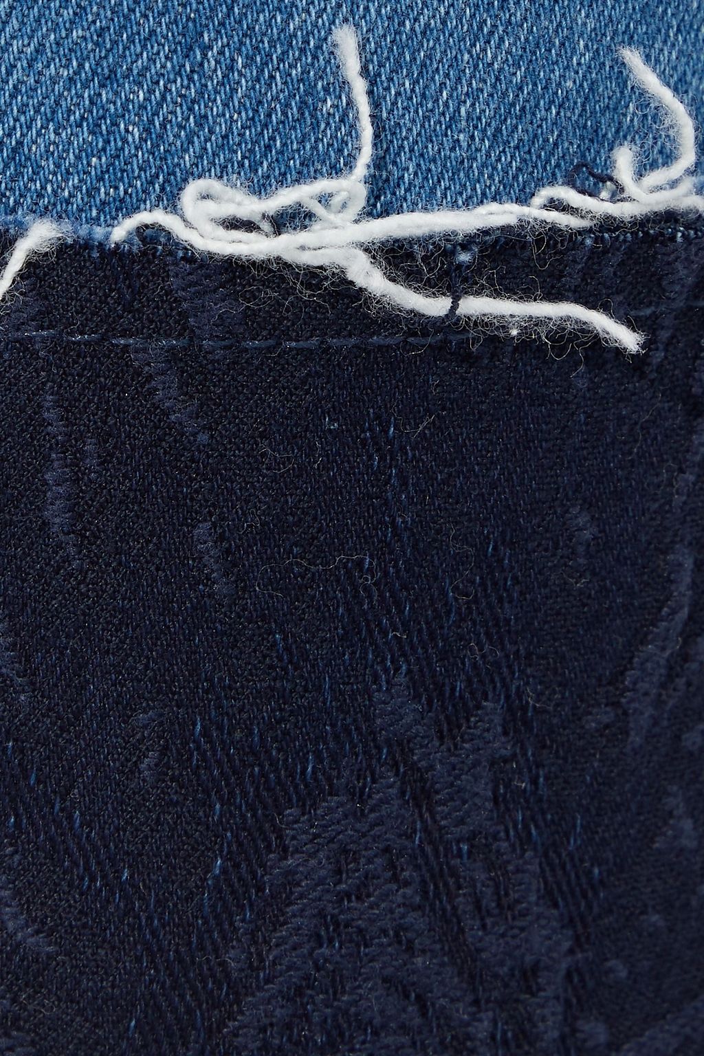 J BRAND Jacquard-trimmed frayed mid-rise slim-leg jeans
