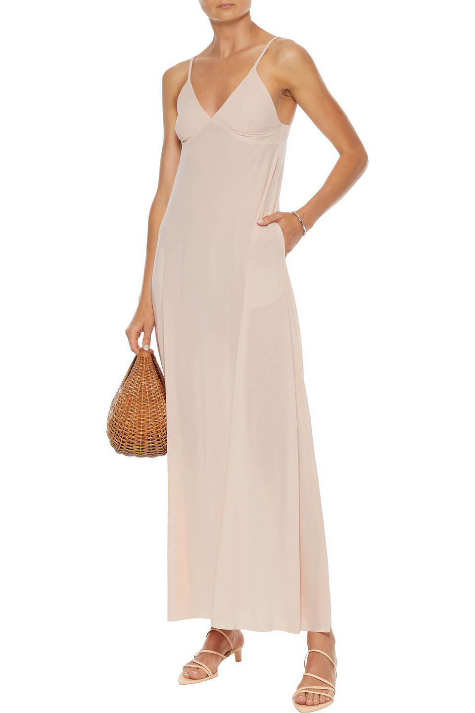 Norma Kamali Crepe-jersey Maxi Slip Dress In Baby Pink ModeSens
