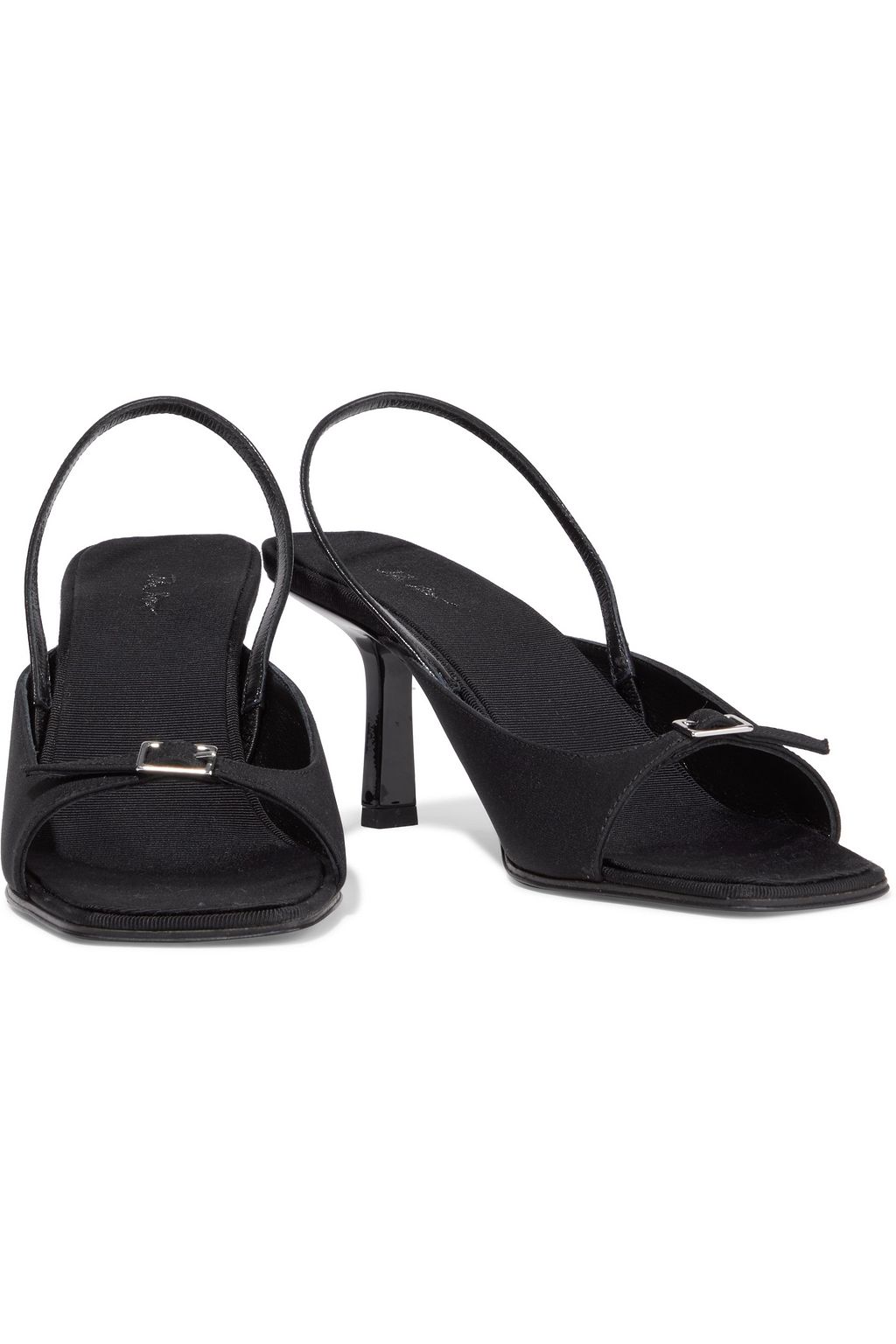 THE ROW Buckle Sling leather-trimmed woven slingback sandals