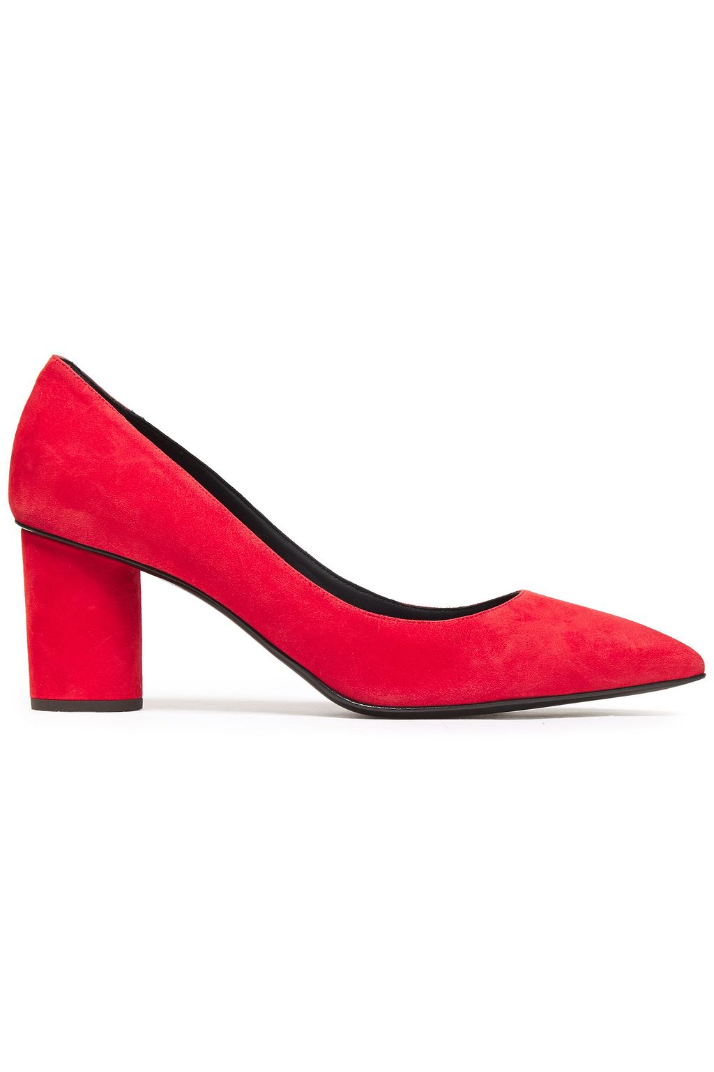 red suede court heels
