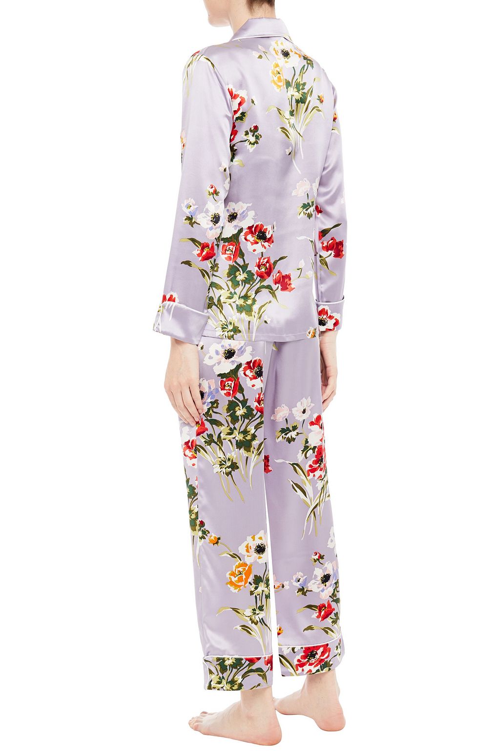 OLIVIA VON HALLE Lila printed silk-charmeuse pajama set