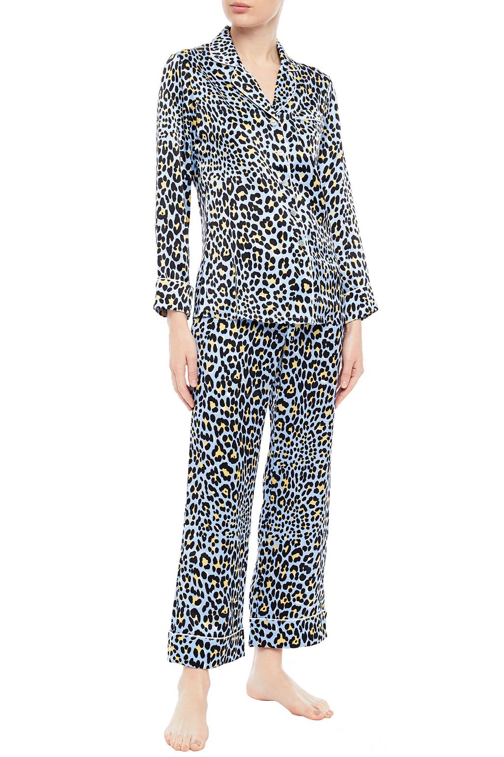 OLIVIA VON HALLE Lila printed silk-charmeuse pajama set
