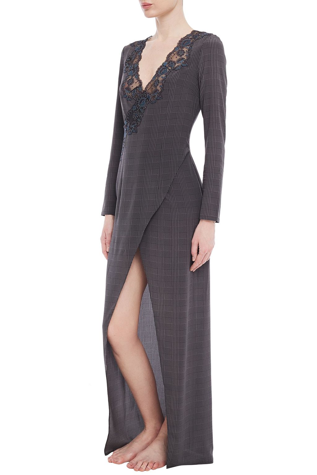 LA PERLA Castle Garden wrap-effect embellished stretch-silk nightdress