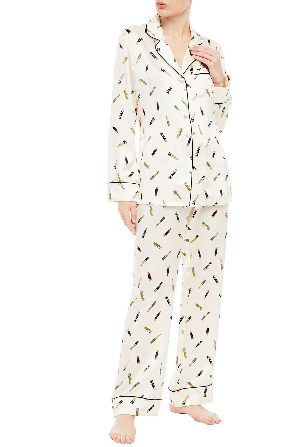 OLIVIA VON HALLE Lila printed silk-satin pajama set