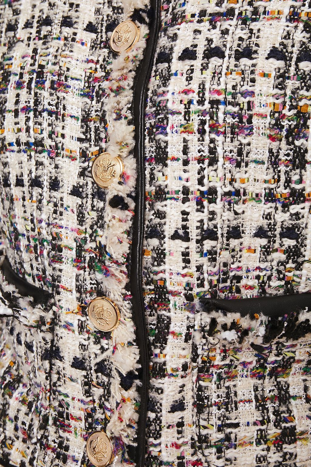 WALTER BAKER Baca faux leather-trimmed frayed tweed jacket