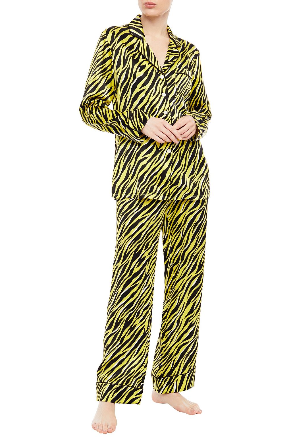 OLIVIA VON HALLE Lila printed silk-satin pajama set