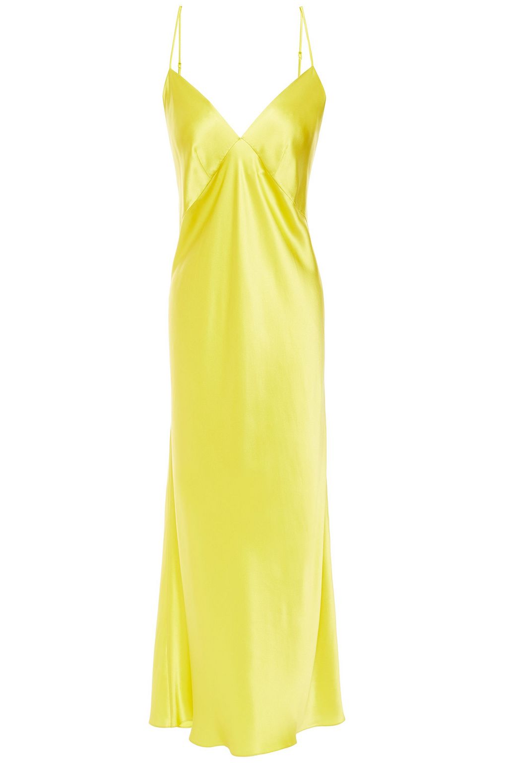 yellow silk slip dress