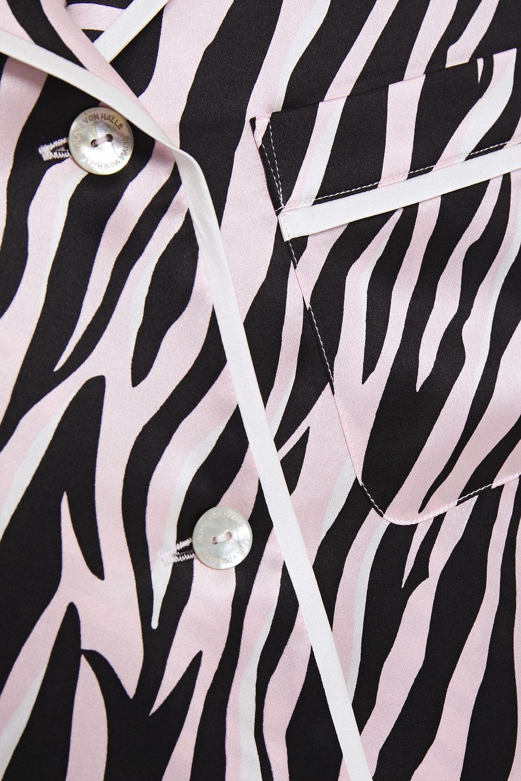 OLIVIA VON HALLE Millicent zebra-print silk-satin pajama set