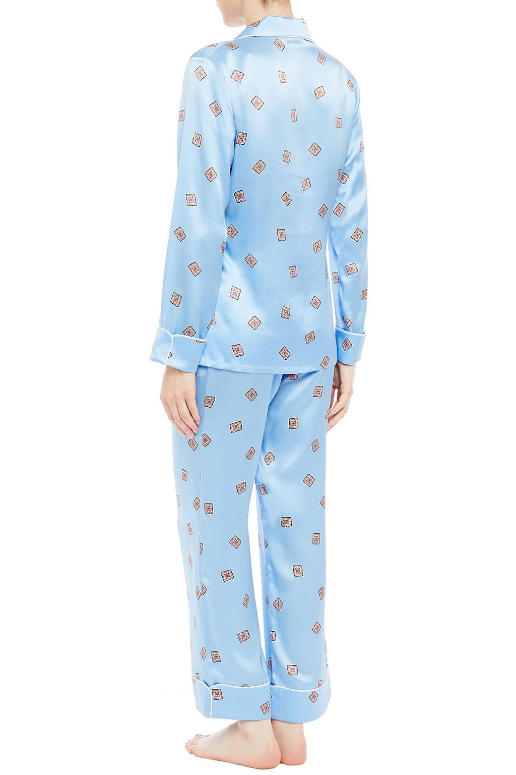 OLIVIA VON HALLE Lila printed silk-satin pajama set