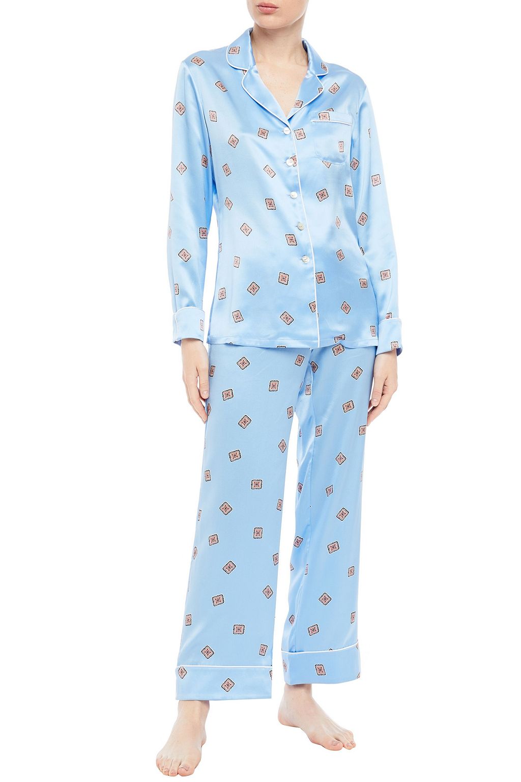 OLIVIA VON HALLE Lila printed silk-satin pajama set