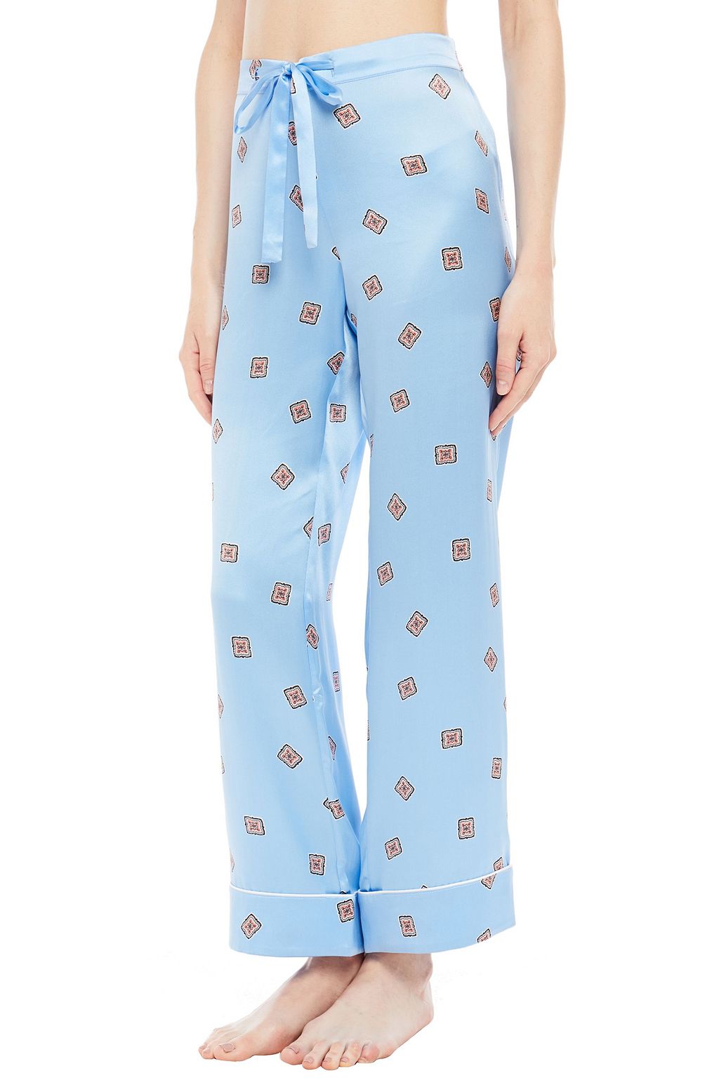 OLIVIA VON HALLE Lila printed silk-satin pajama set