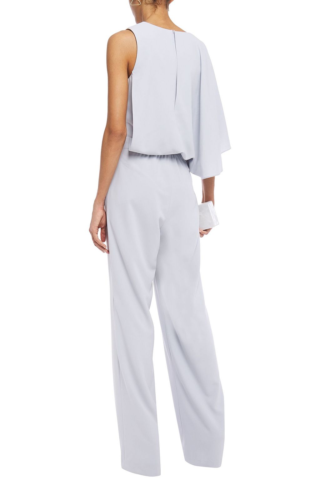 HALSTON Cape-effect satin-crepe jumpsuit