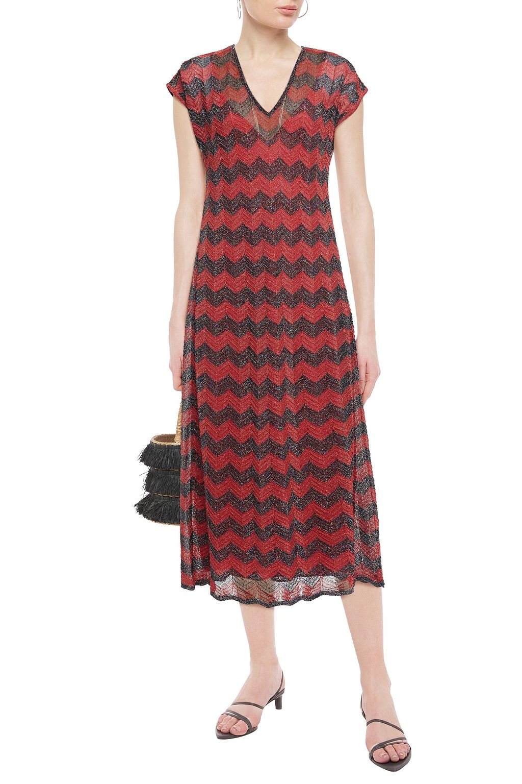 M MISSONI Metallic crochet-knit midi dress