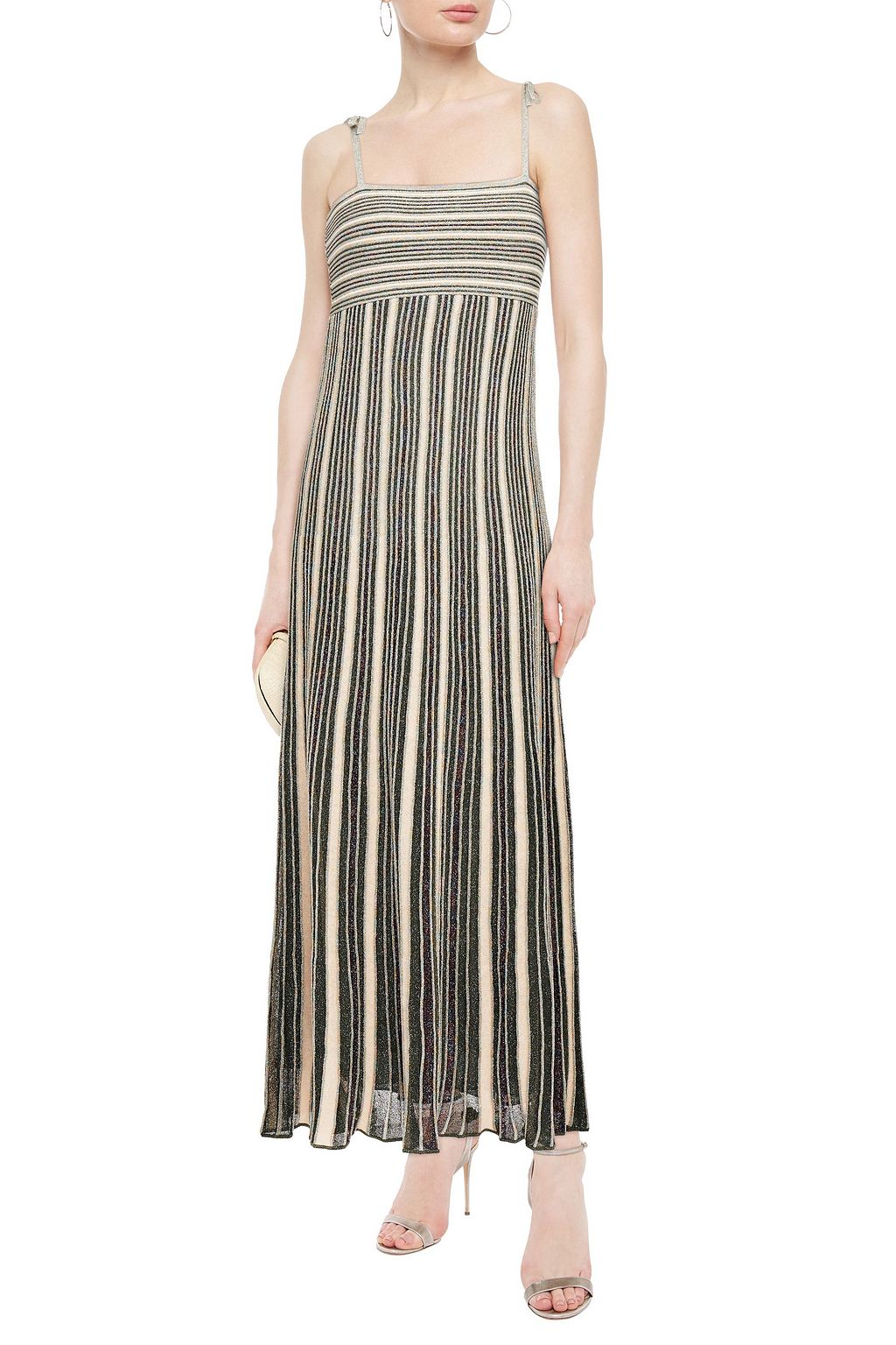 M MISSONI Metallic striped crochet-knit maxi dress