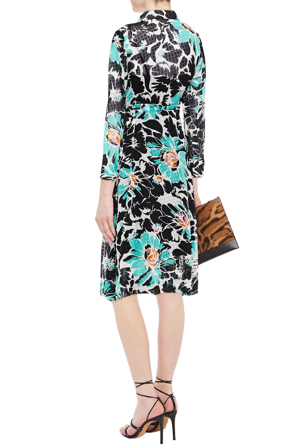 DIANE VON FURSTENBERG Fil coupé floral-print crepon midi shirt dress