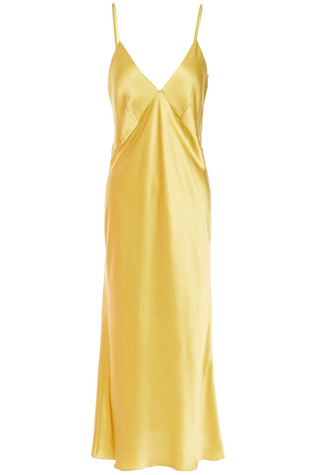 mustard silk slip dress