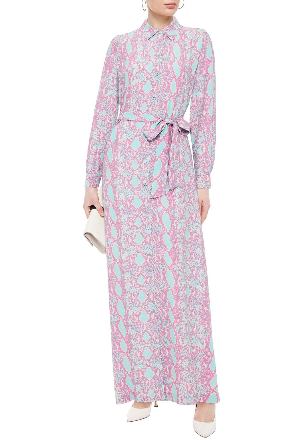 DIANE VON FURSTENBERG Amina belted striped crepe maxi shirt dress