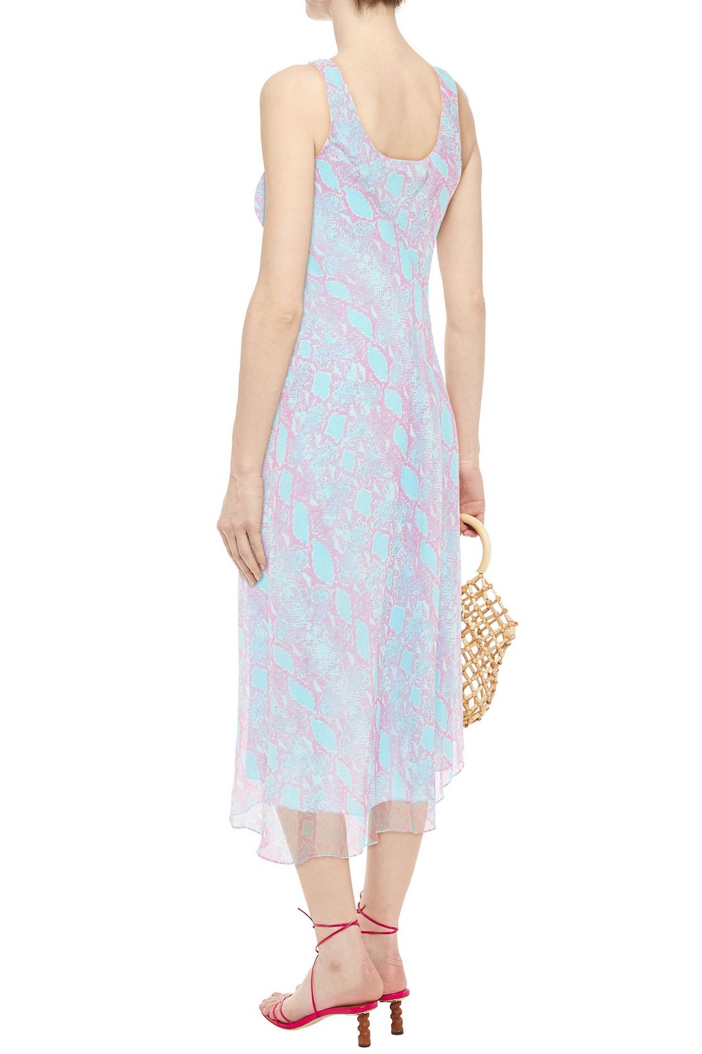 DIANE VON FURSTENBERG Talia asymmetric snake-print chiffon midi dress