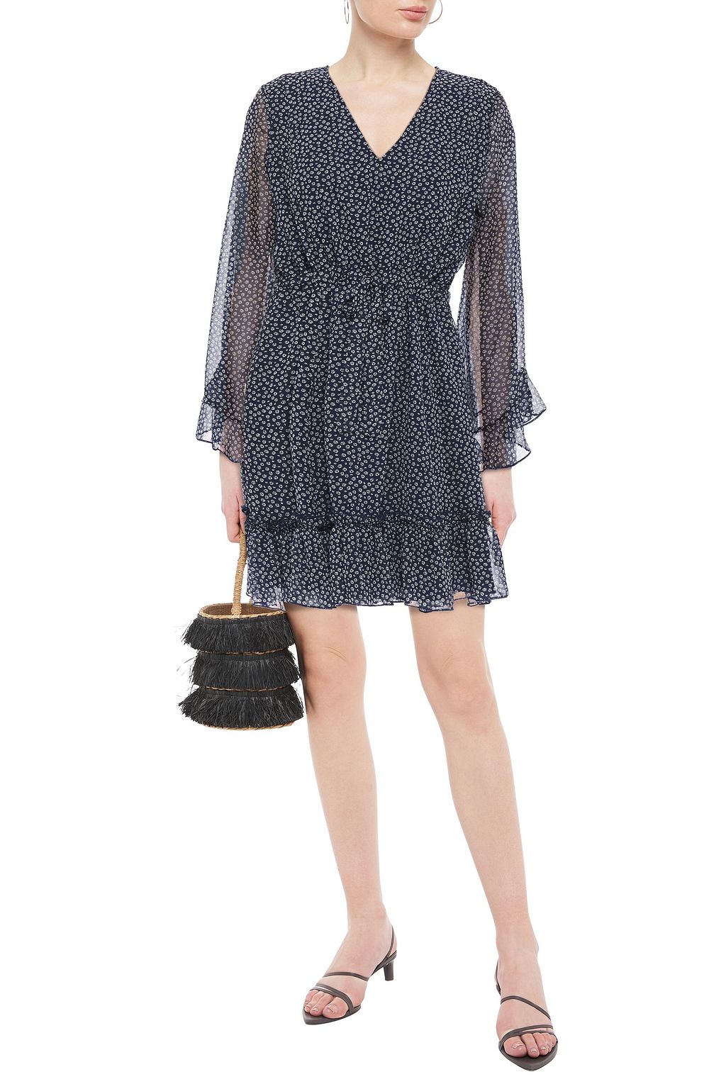 DIANE VON FURSTENBERG Harlene ruffled floral-print georgette mini dress