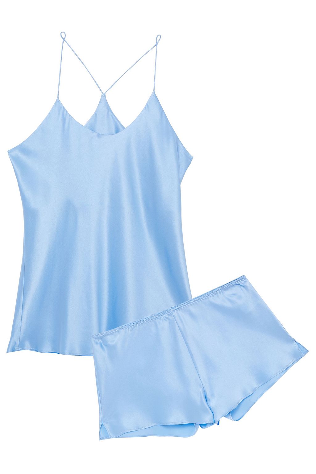 baby blue satin pajama set