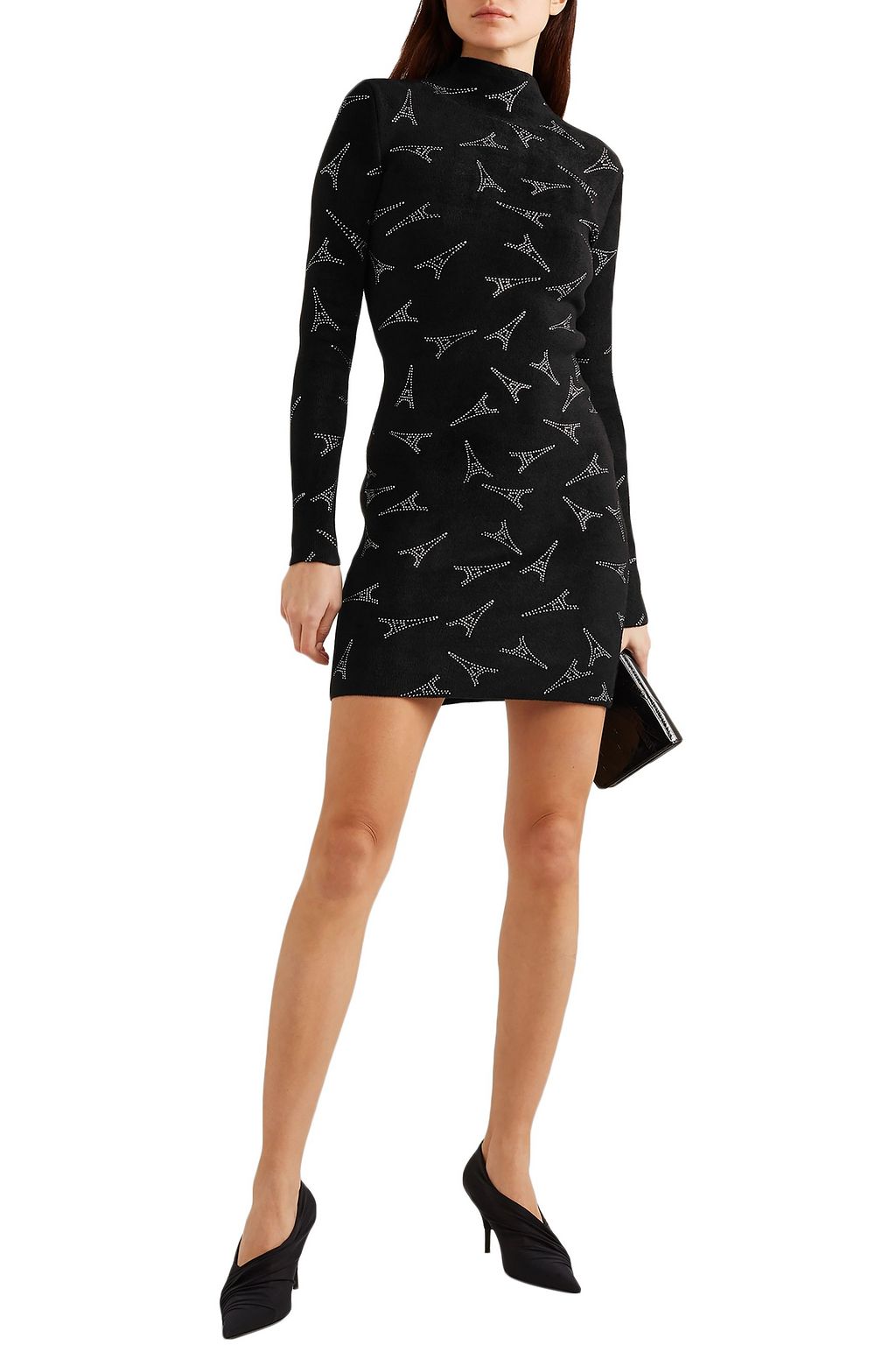 BALENCIAGA Crystal-embellished stretch-velvet mini dress