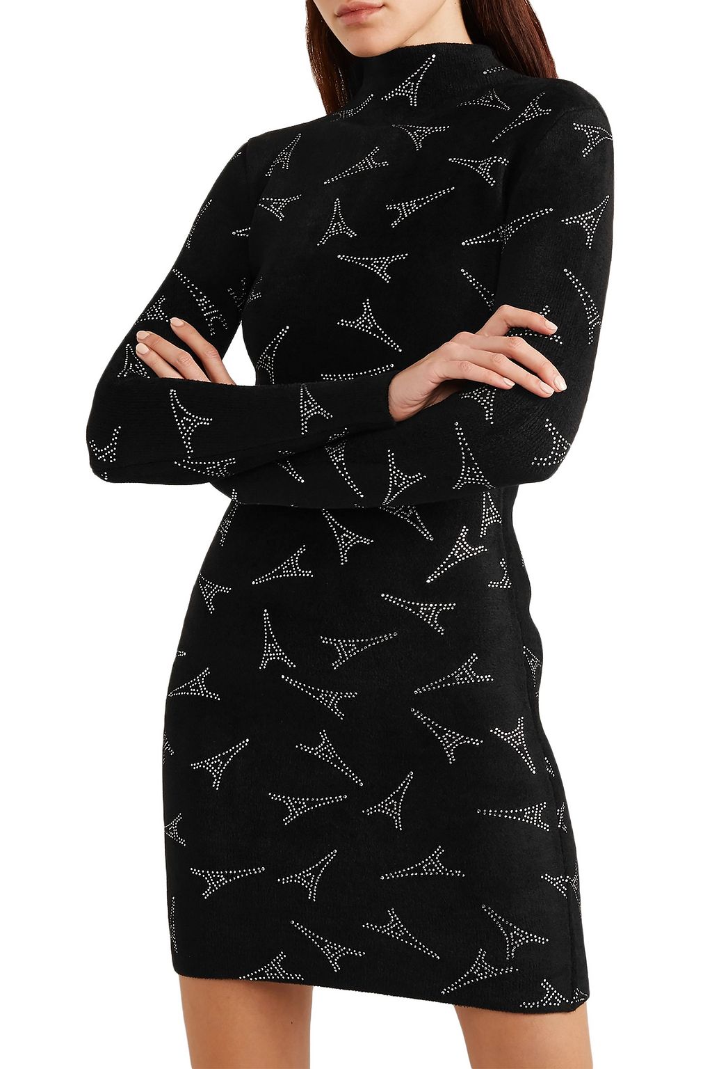 BALENCIAGA Crystal-embellished stretch-velvet mini dress