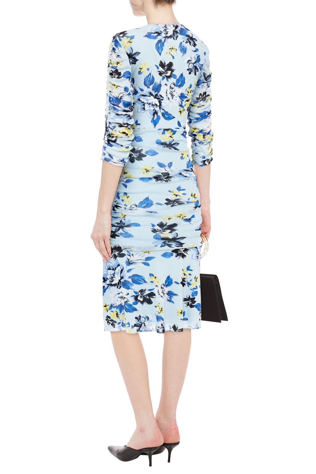 DIANE VON FURSTENBERG Brendon ruched floral-print stretch-mesh dress