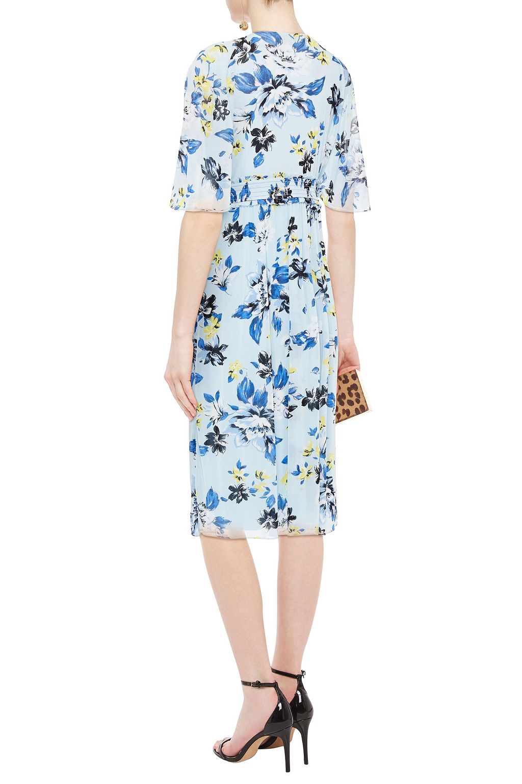 DIANE VON FURSTENBERG Nala Midikleid aus Stretch-Mesh mit floralem Print und Raffung