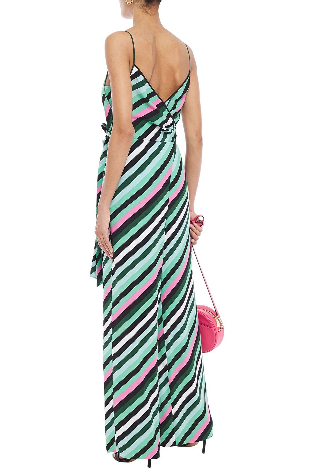DIANE VON FURSTENBERG Wrap-effect striped crepe jumpsuit