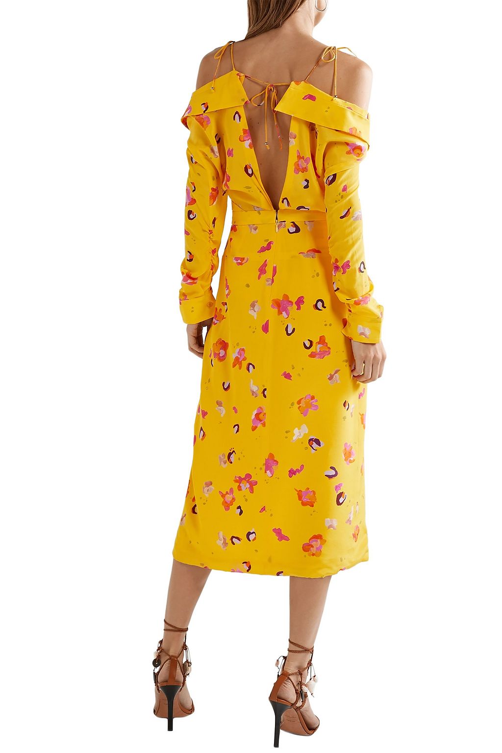 ALTUZARRA Adele cold-shoulder cutout floral-print silk crepe de chine midi dress