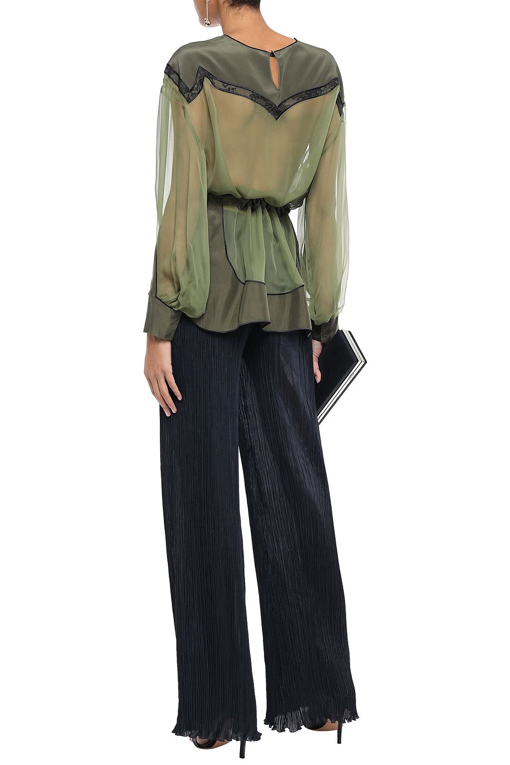ALBERTA FERRETTI Plissé silk-blend wide-leg pants