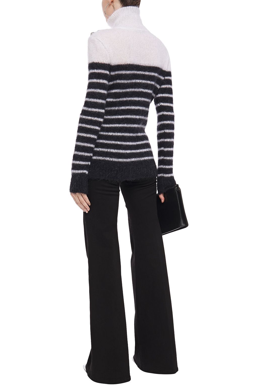 BALMAIN Striped mohair-blend turtleneck sweater