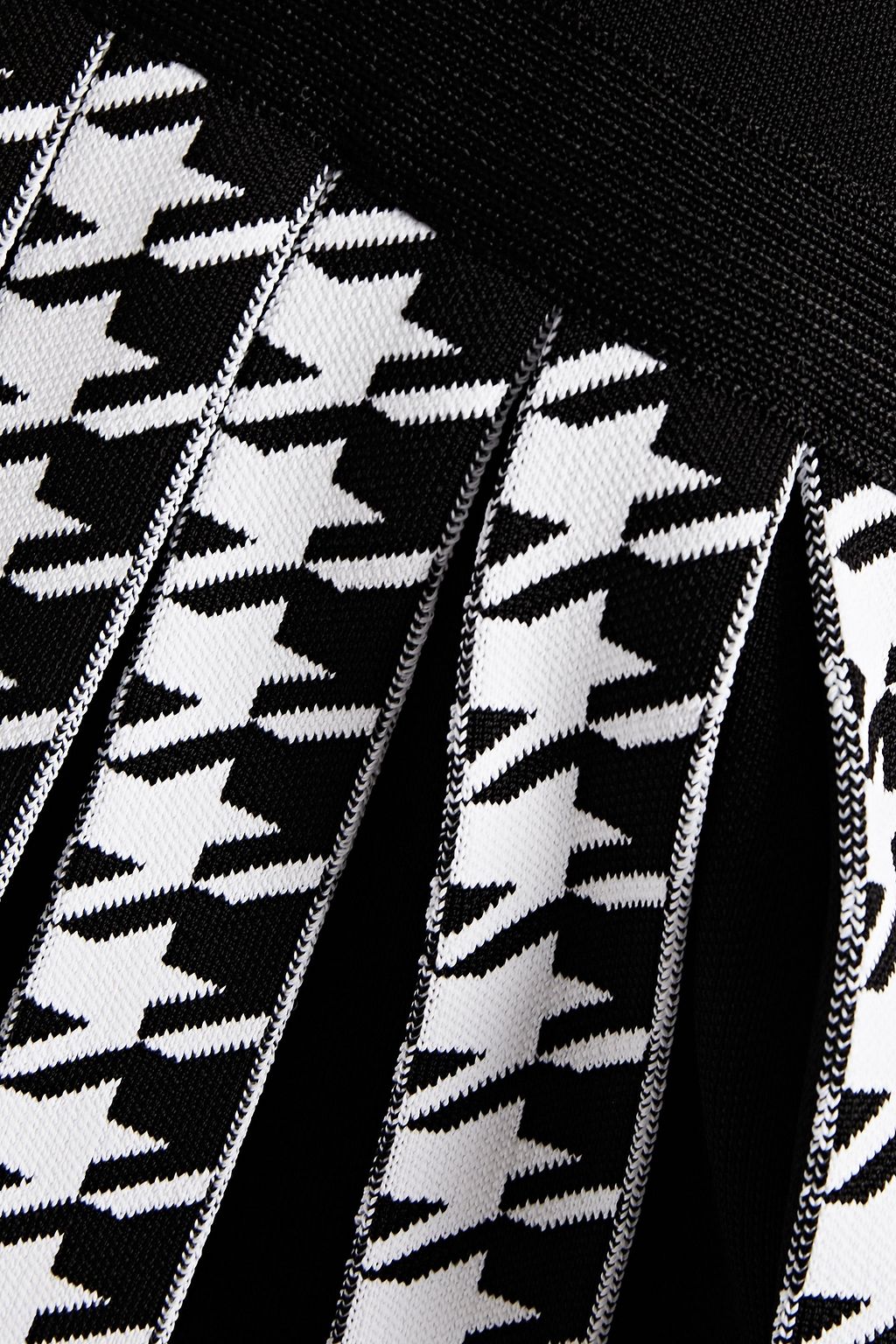 BALMAIN Pleated stretch-knit and houndstooth jacquard poncho
