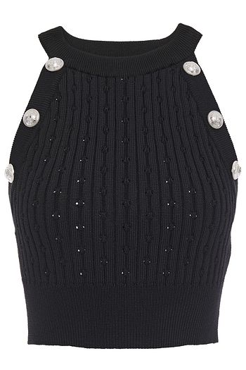 Balmain Top With Denim Effect Print Ef1ao385kh80 6ff
