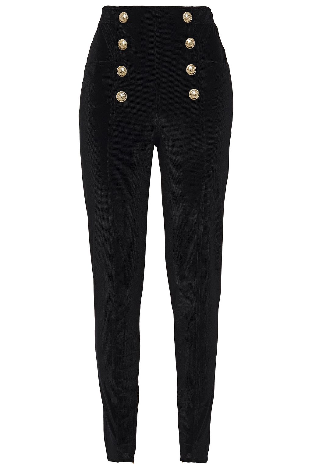 Black Button-embellished textured 