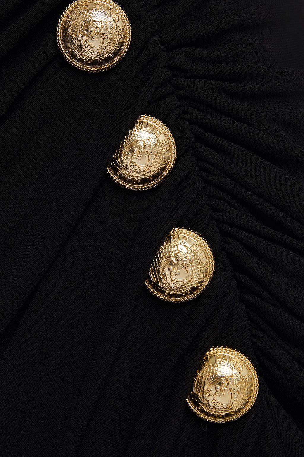 BALMAIN Asymmetric button-embellished stretch-crepe dress