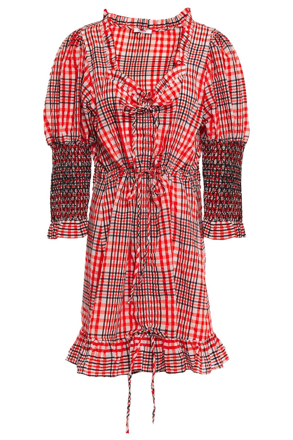 ganni red check dress