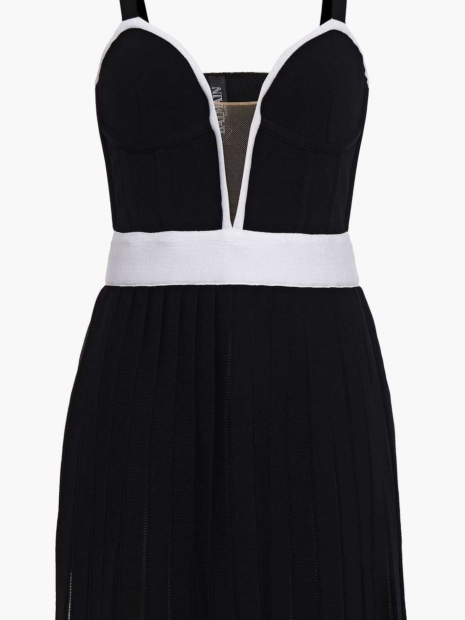 tulle-trimmed fringed stretch-knit mini dress
