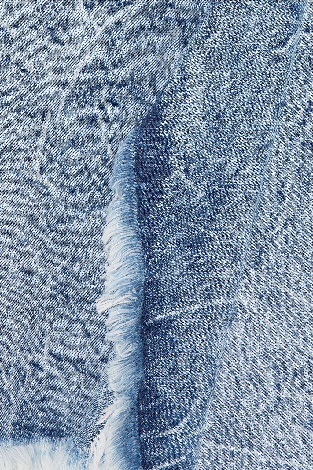 BALENCIAGA Asymmetric frayed acid-wash denim skirt