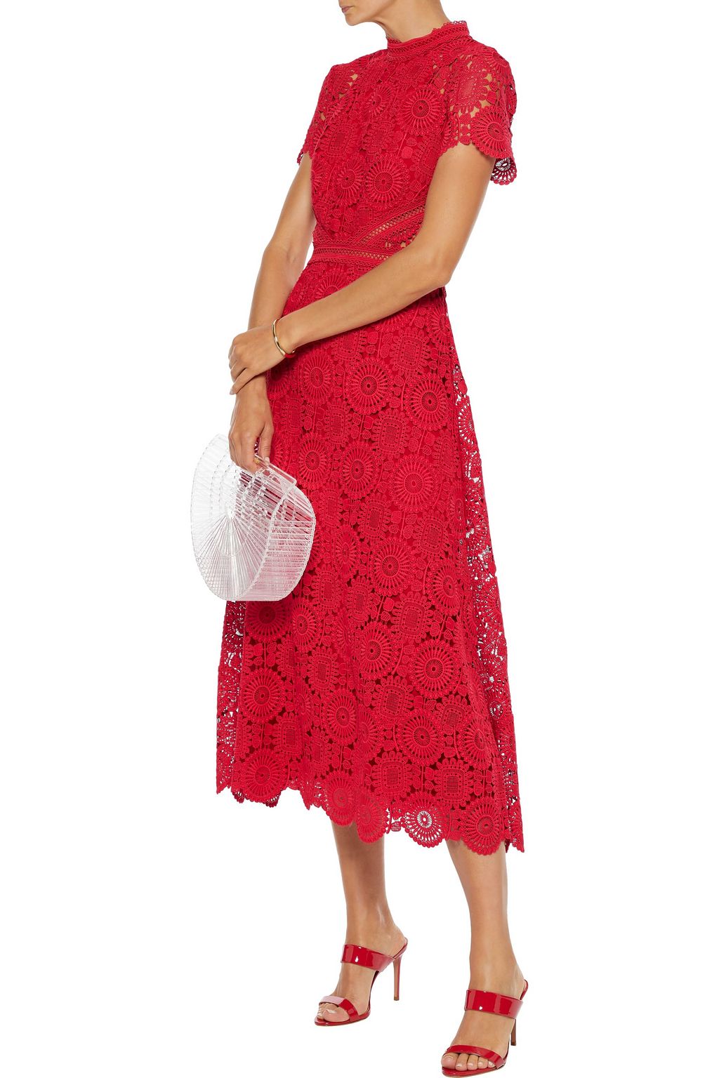 ML MONIQUE LHUILLIER Guipure lace midi dress