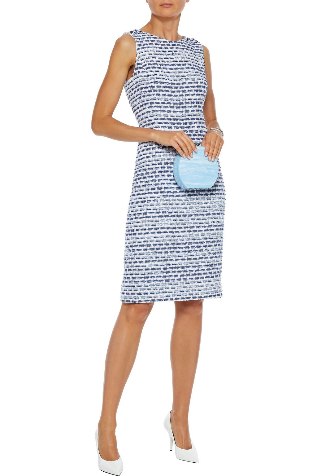 OSCAR DE LA RENTA Embroidered bouclé dress