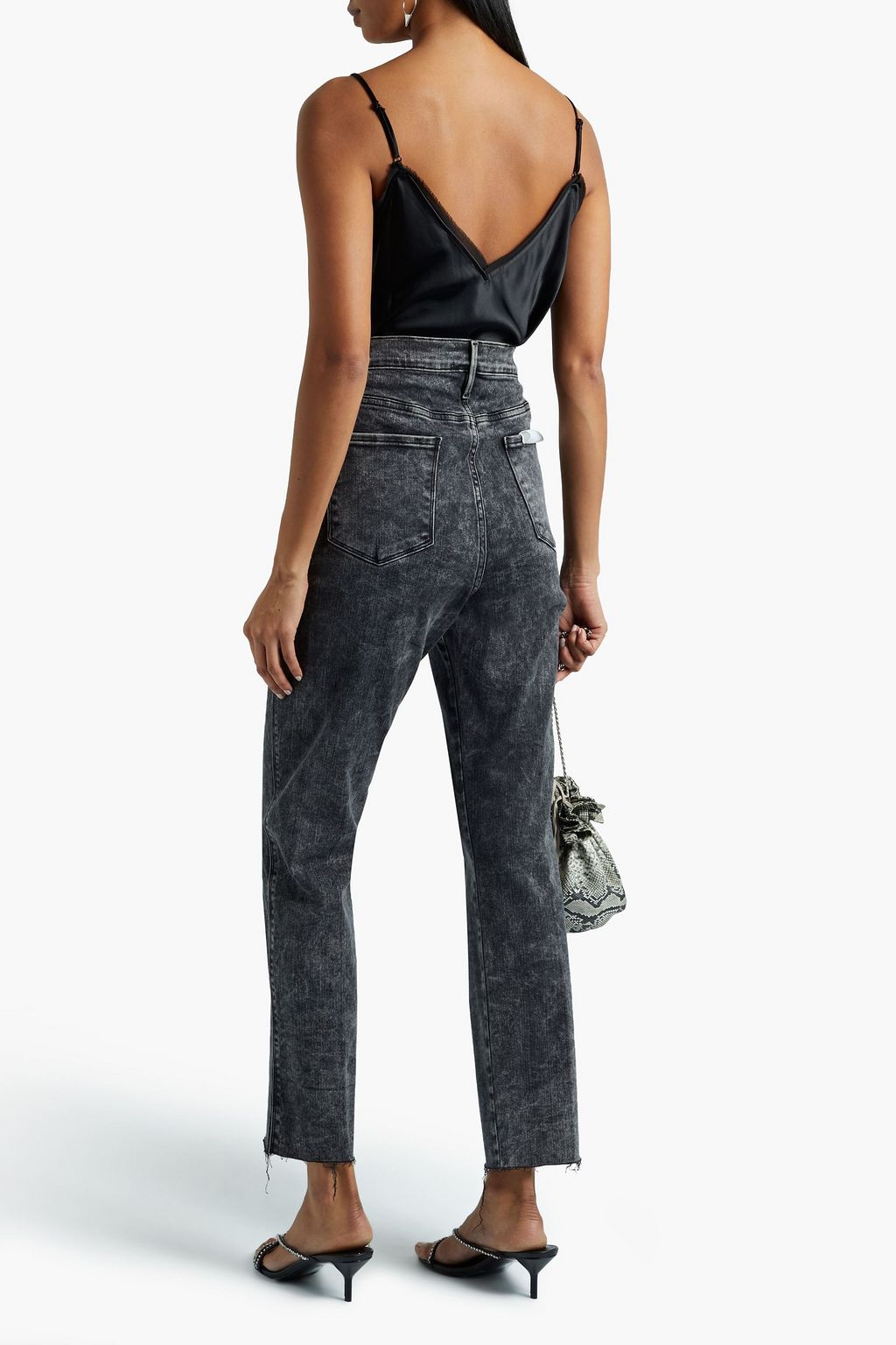 FRAME Frayed satin-crepe camisole
