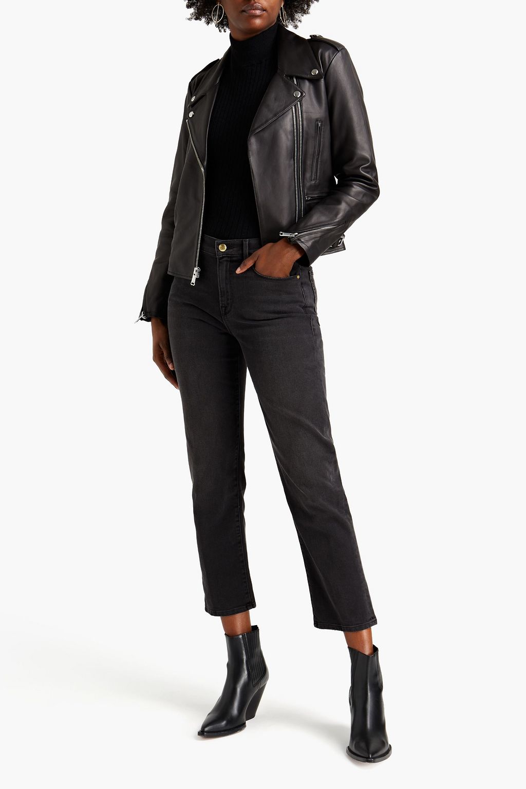FRAME Le Nouveau cropped mid-rise straight-leg jeans