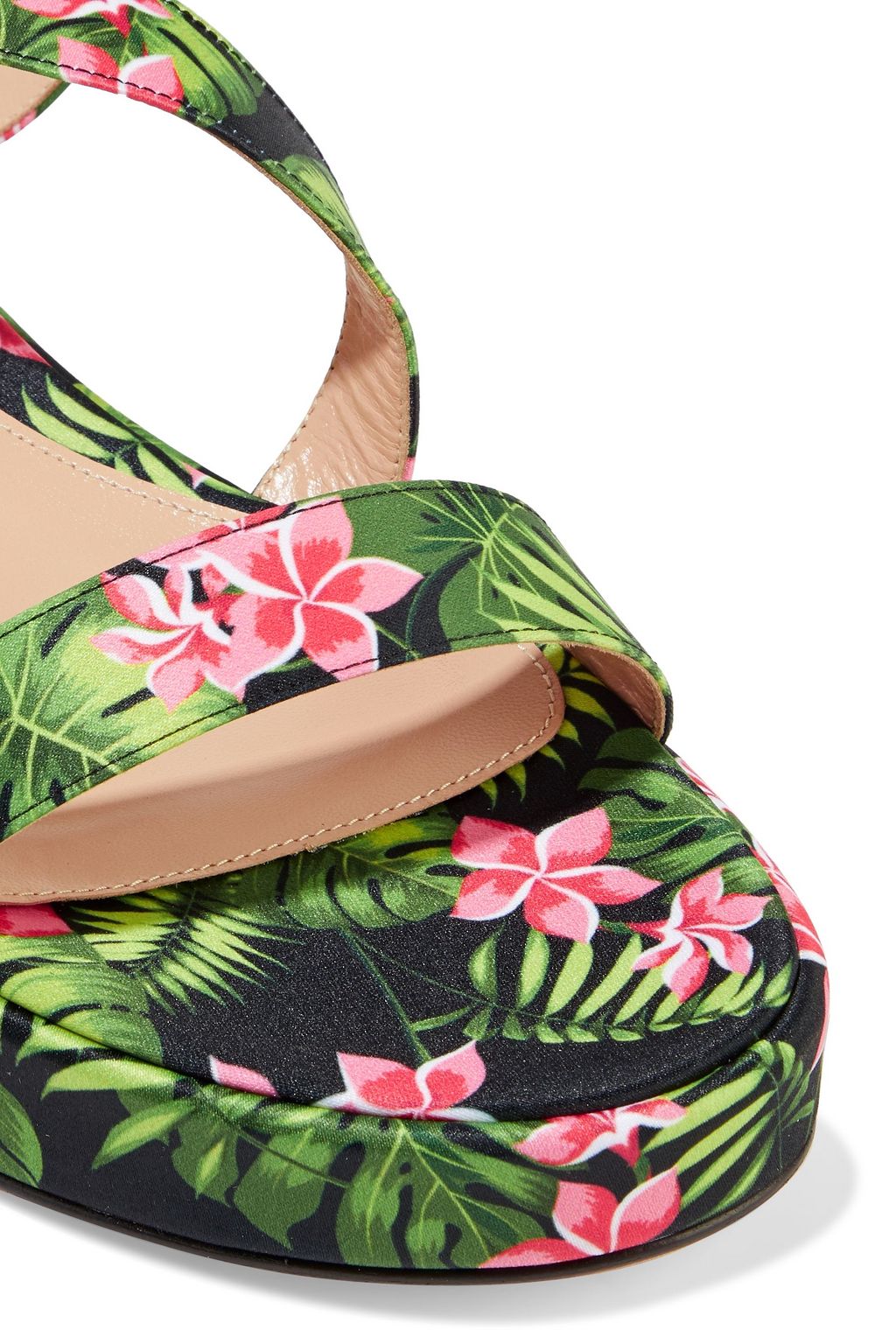 GIANVITO ROSSI Mahe' floral-print silk-satin platform sandals