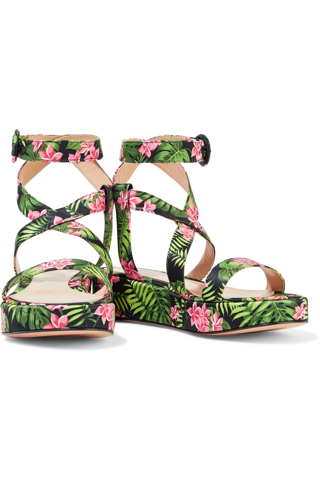 GIANVITO ROSSI Mahe' floral-print silk-satin platform sandals