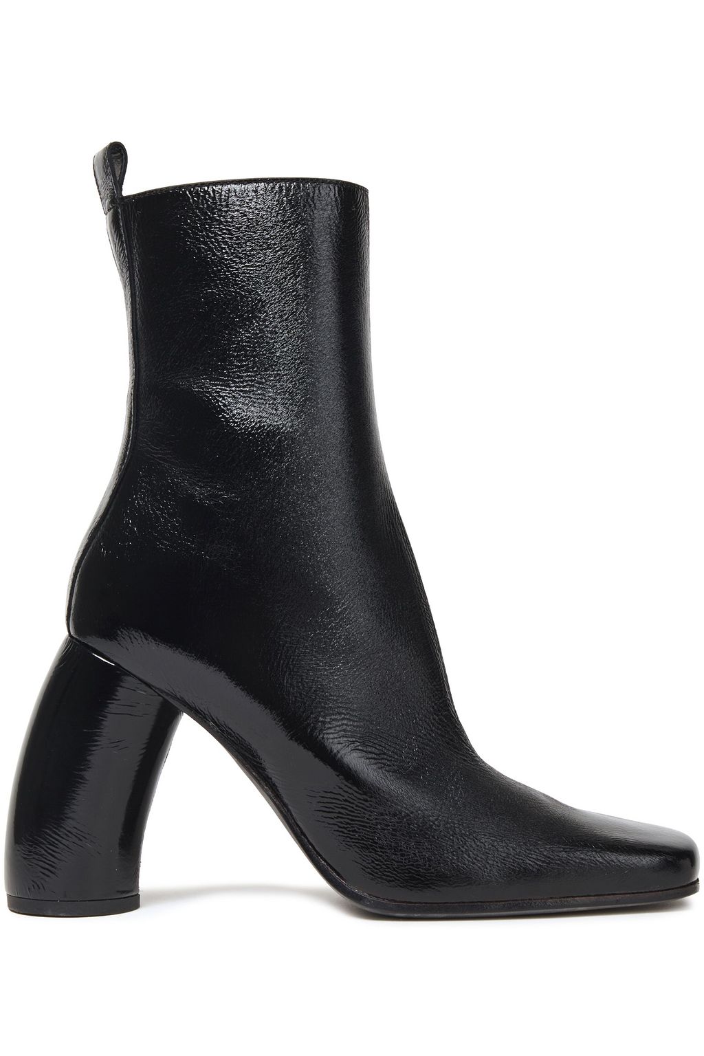 crinkle patent leather boots