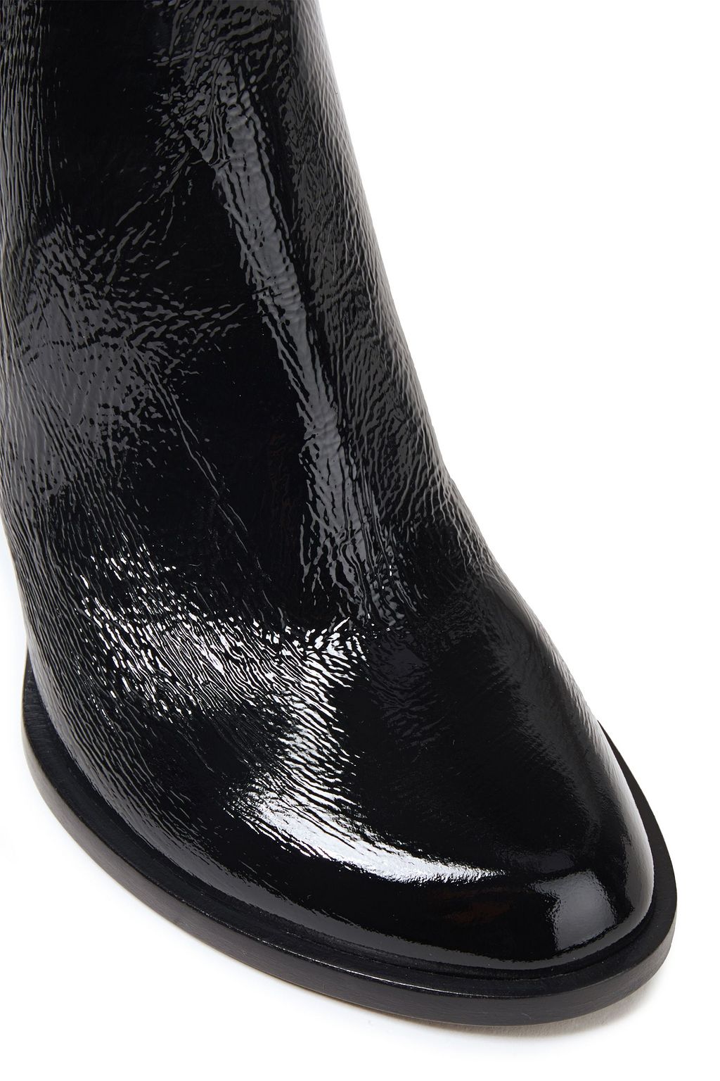 ANN DEMEULEMEESTER しわ加工パテントレザー アンクルブーツ
