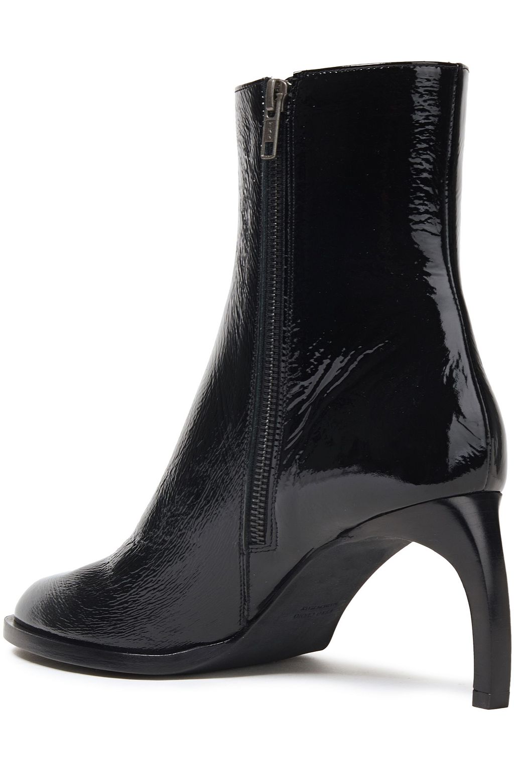 ANN DEMEULEMEESTER しわ加工パテントレザー アンクルブーツ